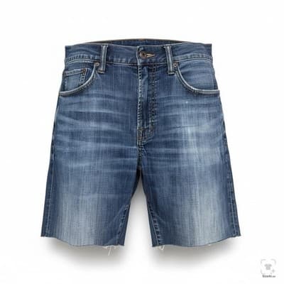 Lucky Brand 121 Heritage Slim Bermuda Shorts Mens 34 Blue Denim Raw Hem - Image 1