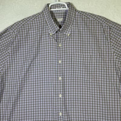 Peter Millar Shirt Mens 2XL Purple Brown Check Plaid Button Down Short Sleeve - Thumbnail 4