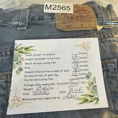 Levis 550 Jeans Mens 50x30 Blue Relaxed Fit Tapered Leg Denim Vintage Y2K - Thumbnail 8