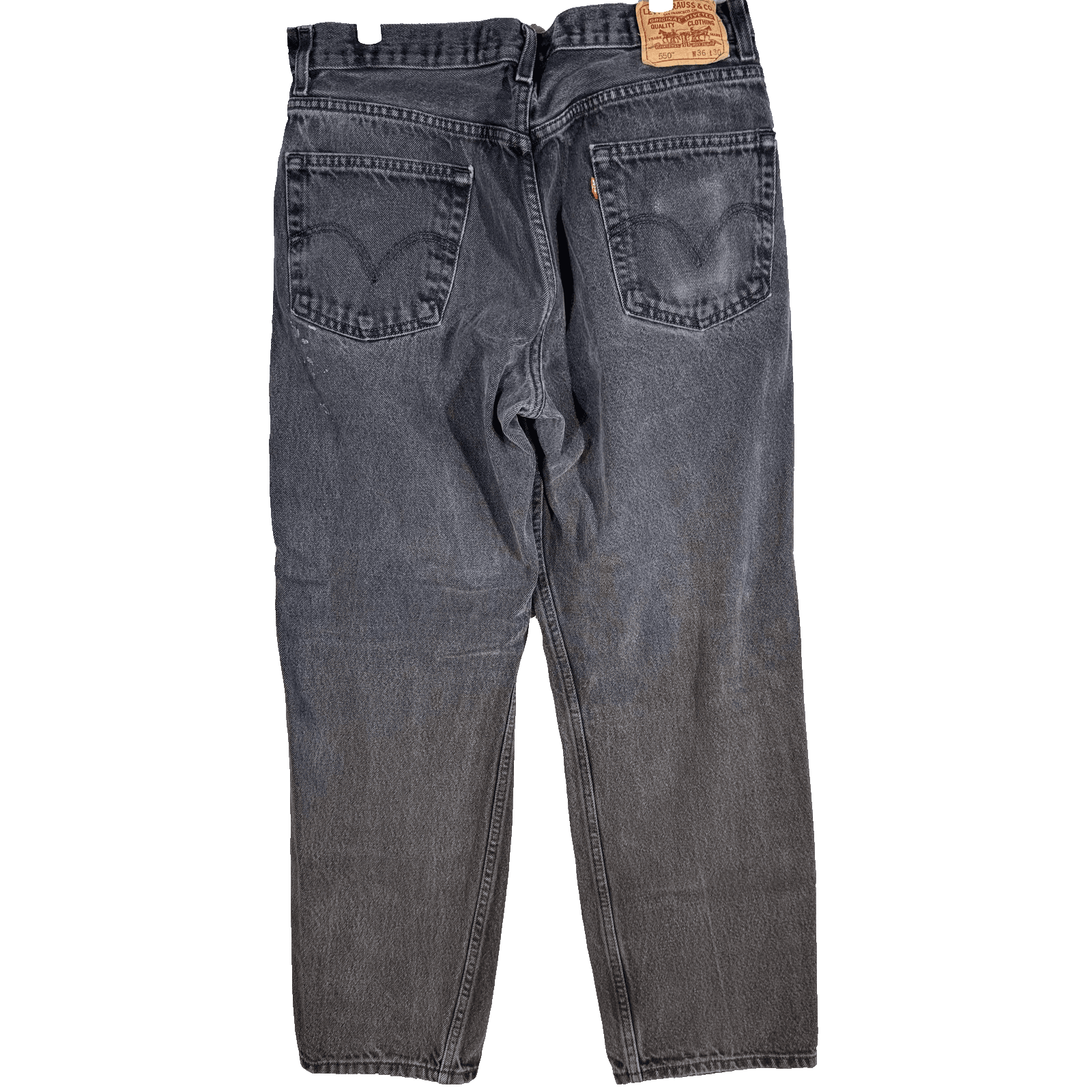 Levis 550 Jeans Mens 36x30 Black Relaxed Fit Distressed Paint Vintage Y2K Style - Thumbnail 2