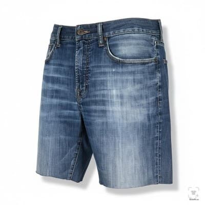 Lucky Brand 121 Heritage Bermuda Shorts Mens 34 Blue Slim Distressed Raw Hem - Thumbnail 5