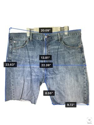 Levi Strauss 505 Mens Denim Cutoff Shorts Frayed Hem W40 L32 Blue Jeans Cotton - Thumbnail 8