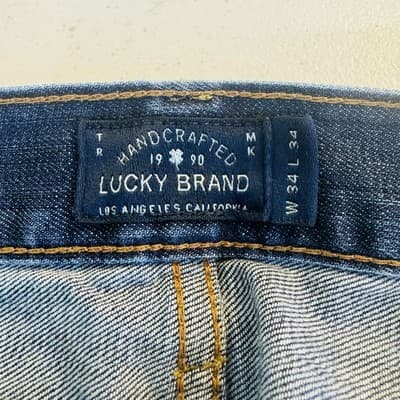 Lucky Brand 121 Heritage Slim Bermuda Shorts Mens 34 Blue Denim Raw Hem - Thumbnail 9