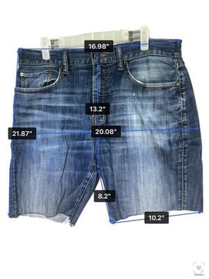 Lucky Brand 121 Heritage Bermuda Shorts Mens 34 Blue Slim Distressed Raw Hem - Thumbnail 12