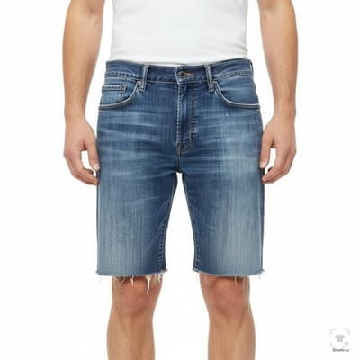 Lucky Brand 121 Heritage Bermuda Shorts Mens 34 Blue Slim Distressed Raw Hem - Thumbnail 8