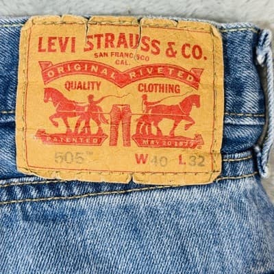 Levi Strauss 505 Mens Denim Cutoff Shorts Frayed Hem W40 L32 Blue Jeans Cotton - Thumbnail 7