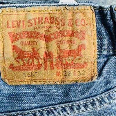 Levi Strauss & Co Denim Jean Shorts Mens 38 Blue Cutoff Raw Hem Cotton Egypt - Thumbnail 3