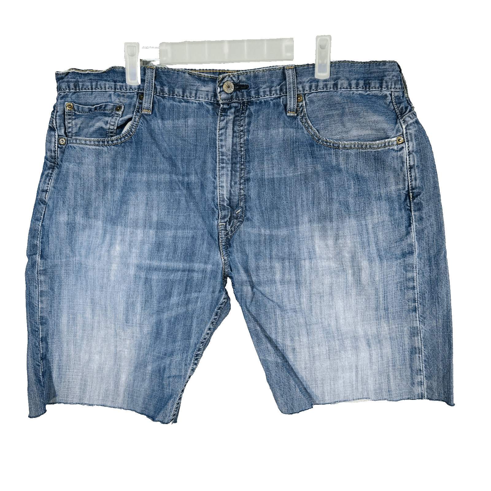 Levi's 569 Shorts Mens 38 Blue Bermuda Cutoff Raw Hem Distressed 5-Pocket - Thumbnail 4