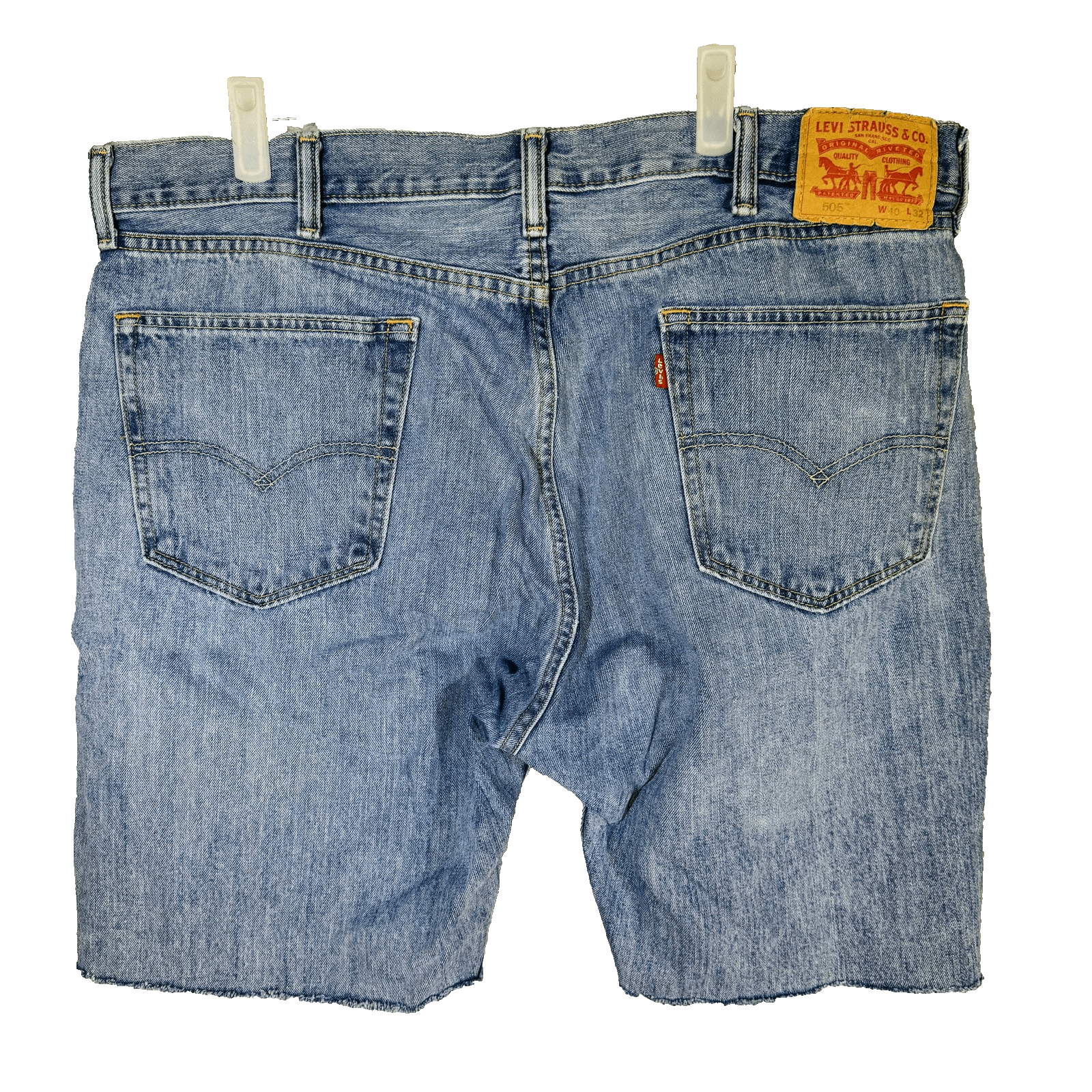 Levi Strauss 505 Mens Denim Cutoff Shorts Frayed Hem W40 L32 Blue Jeans Cotton - Thumbnail 6
