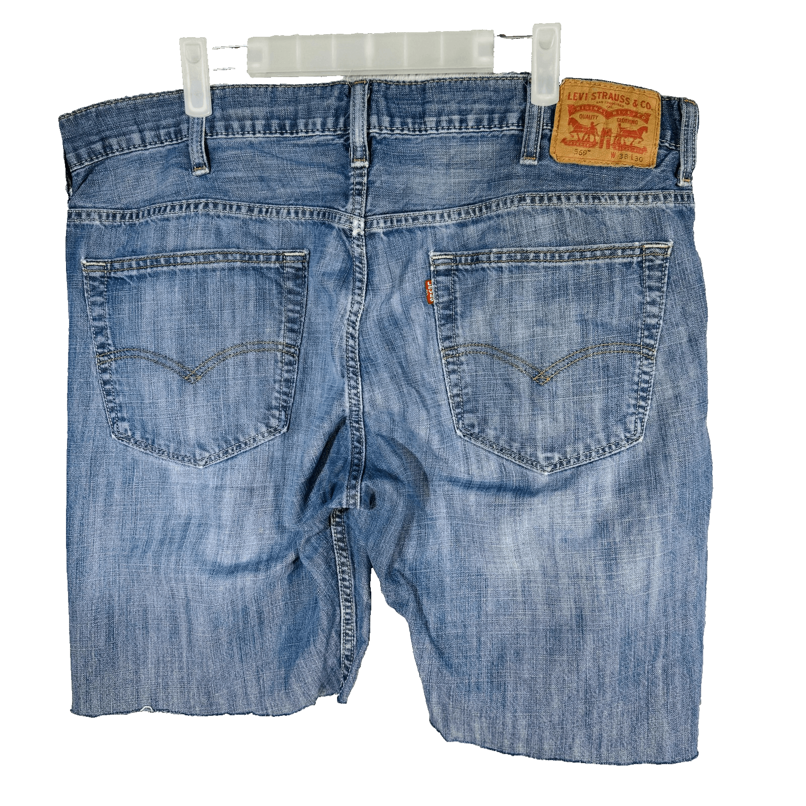 Levi Strauss & Co Denim Jean Shorts Mens 38 Blue Cutoff Raw Hem Cotton Egypt - Thumbnail 2