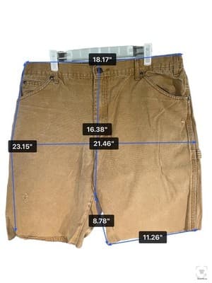 Dickies Shorts Mens 38 Brown Cargo Relaxed Fit Distressed Raw Hem Canvas - Thumbnail 11
