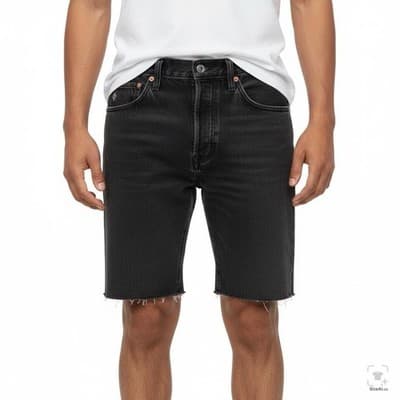 Levi's 501 Cutoff Denim Jean Shorts Mens W30 Button Fly Black Frayed Hem - Thumbnail 4