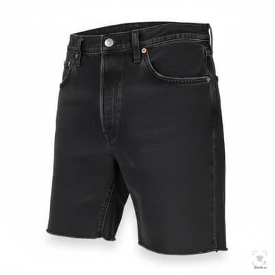 Levi's 501 Cutoff Denim Jean Shorts Mens W30 Button Fly Black Frayed Hem - Thumbnail 2