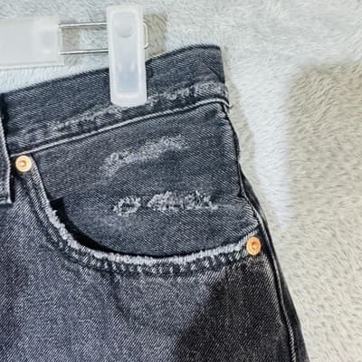 Levi's 501 Cutoff Denim Jean Shorts Mens W30 Button Fly Black Frayed Hem - Thumbnail 6