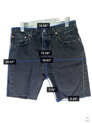 Levi's 501 Cutoff Denim Jean Shorts Mens W30 Button Fly Black Frayed Hem - Thumbnail 10