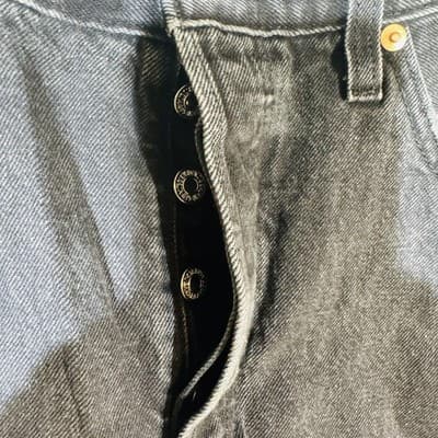 Levi's 501 Cutoff Denim Jean Shorts Mens W30 Button Fly Black Frayed Hem - Thumbnail 7