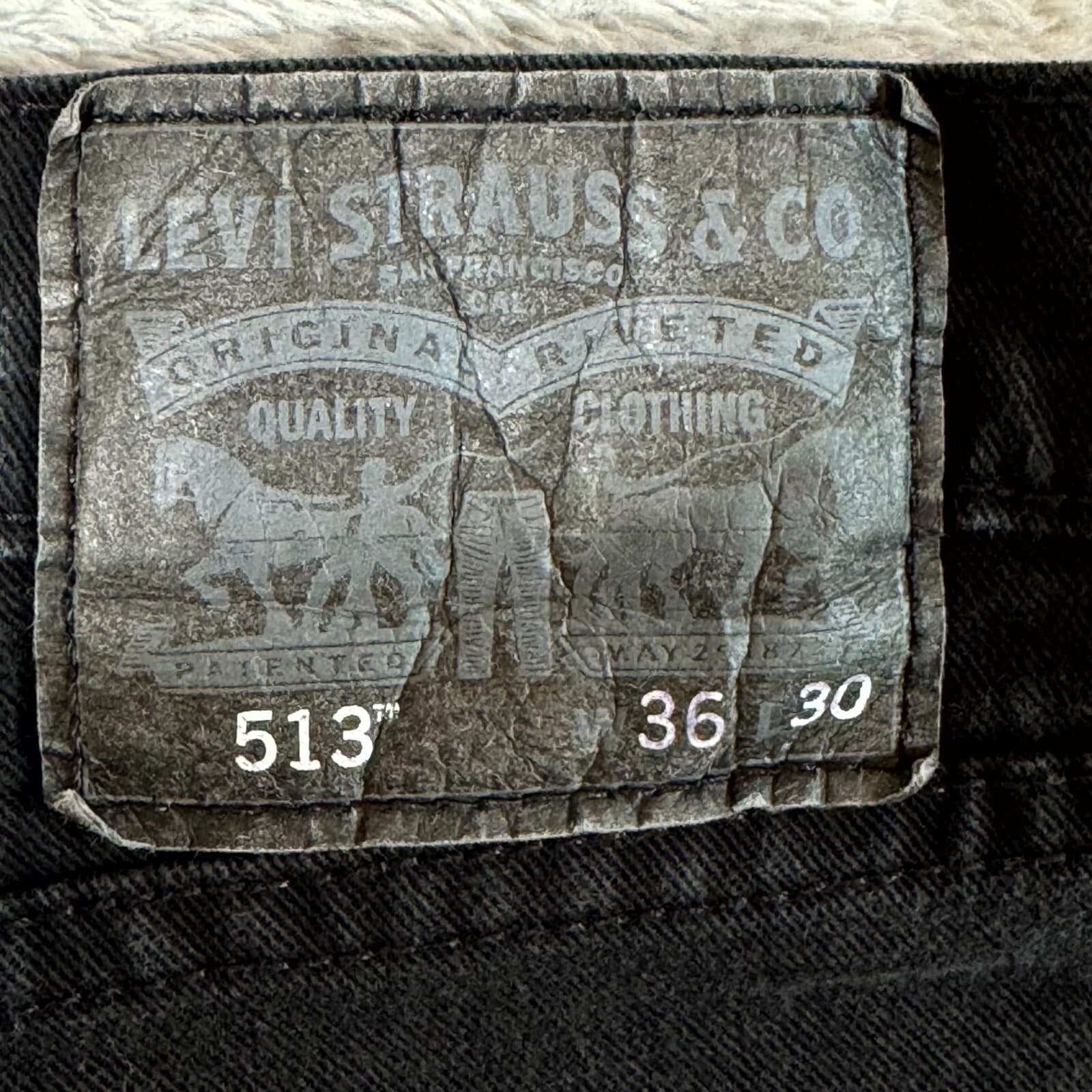 Levi’s 513 Men’s Jeans 36x30 Black Stretch Slim Straight Mid Rise Denim Zip Fly - Thumbnail 3