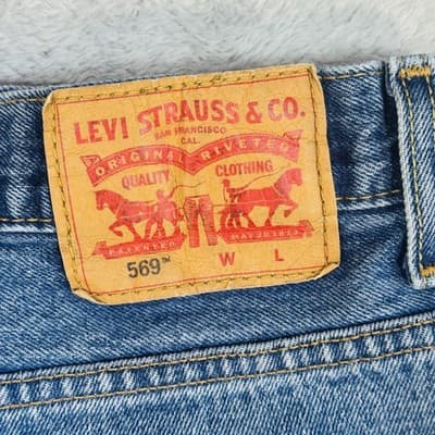 Levis 569 Shorts Mens 50 Blue Bermuda 11 Inseam 5-Pocket Denim Zip Fly - Thumbnail 7