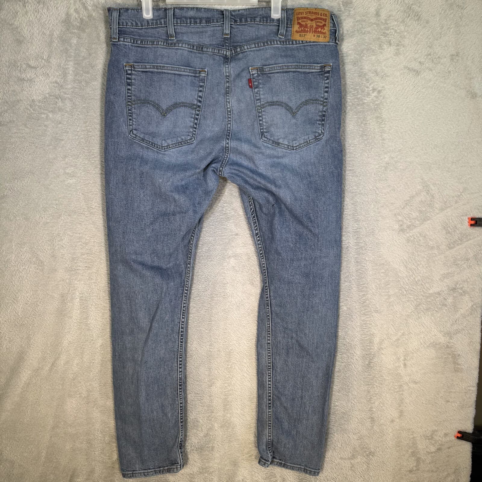 Levis 512 Jeans Mens 38x32 Slim Tapered Blue Stretch Denim Mid Rise Zip Fly - Thumbnail 3