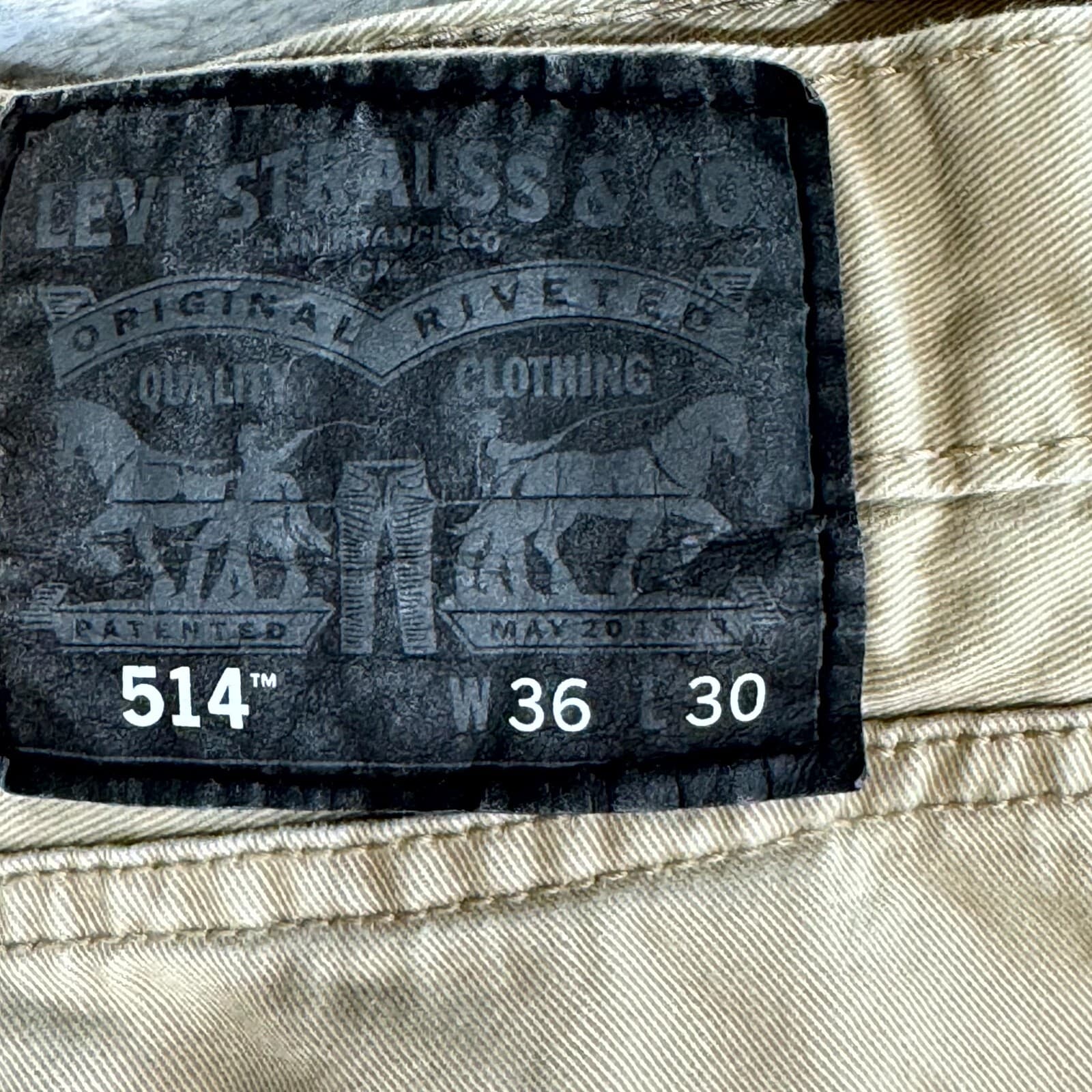 Levi's 514 Men's Jeans 36x30 Beige Denim Straight Fit Zip Fly - Thumbnail 3