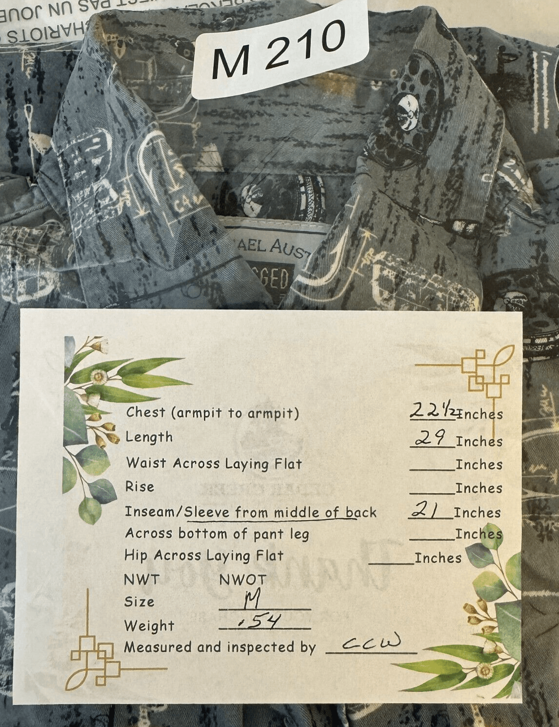 Michael Austin Ruggedwear Men’s Shirt Medium Gray Fishing Print Cotton M210 - Thumbnail 8