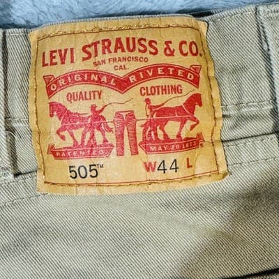 Levi's 505 Shorts Mens 44 Beige Chino Stretch 12 Inseam 5-Pocket Zip Fly - Thumbnail 7