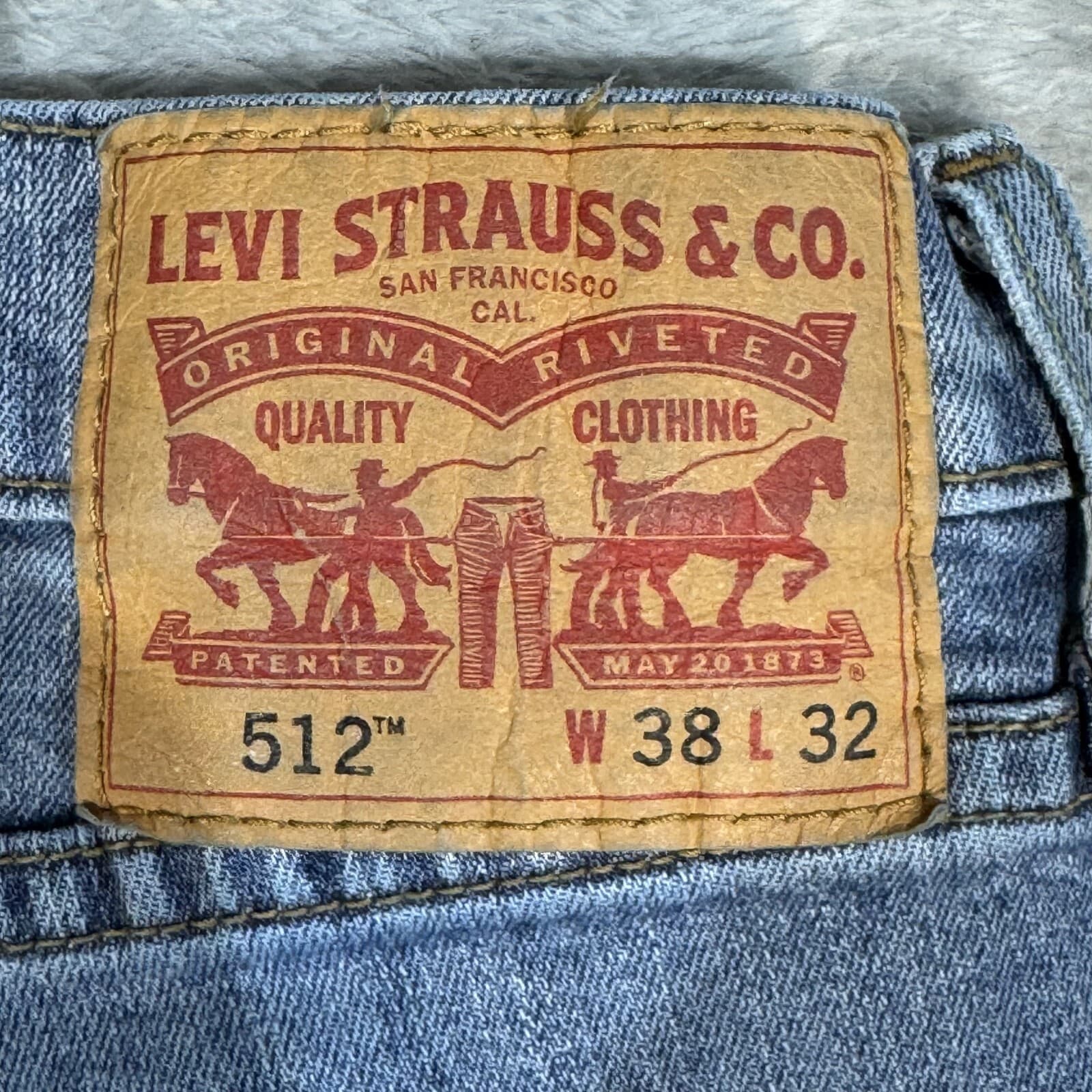 Levis 512 Jeans Mens 38x32 Slim Tapered Blue Stretch Denim Mid Rise Zip Fly - Thumbnail 4
