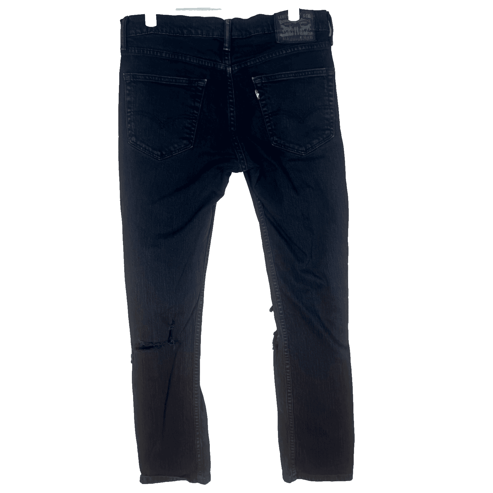 Levi’s 511 Men’s Slim Fit Jeans 32x30 Black Stretch Distressed Denim Zip Fly - Thumbnail 2