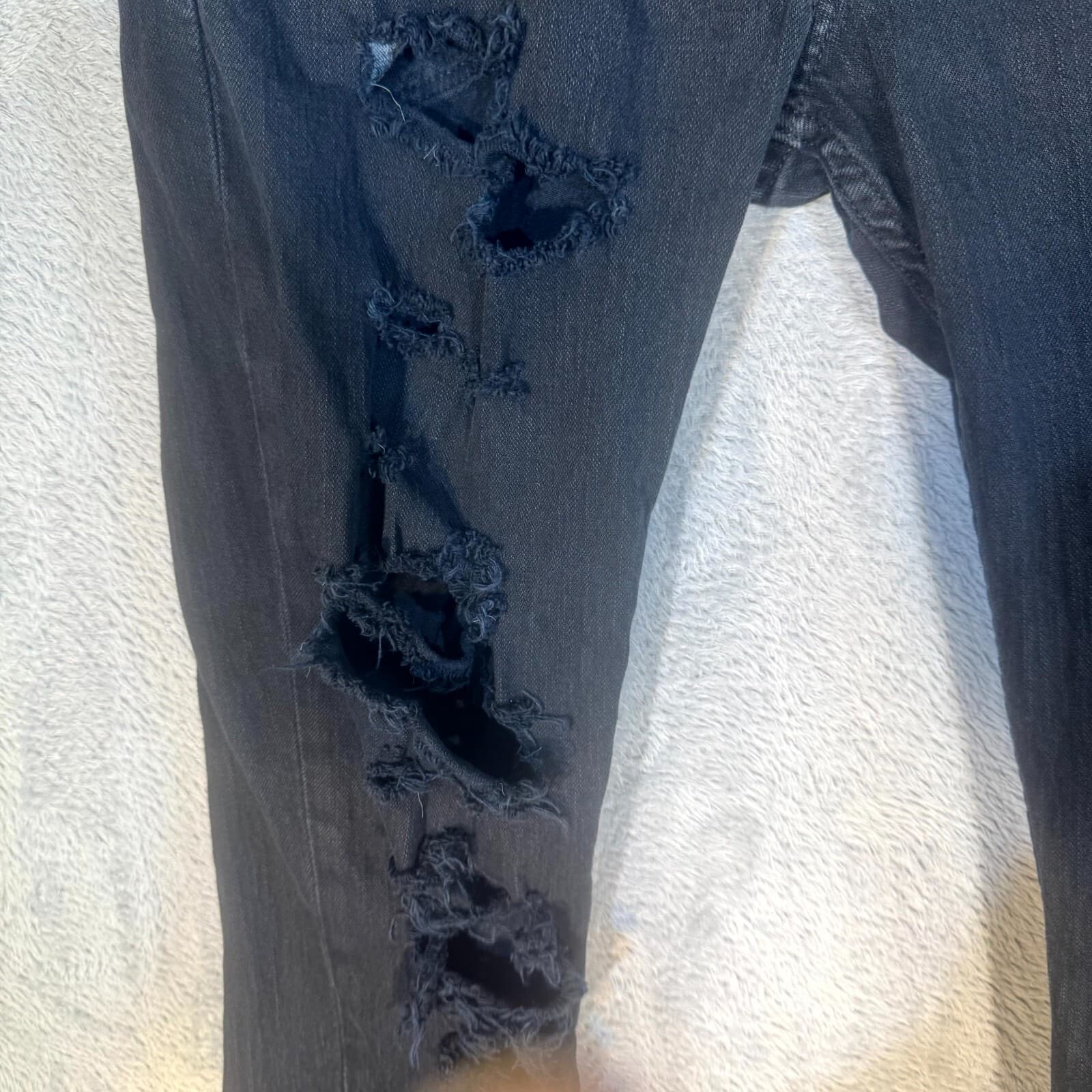 Levi’s 511 Men’s Slim Fit Jeans 32x30 Black Stretch Distressed Denim Zip Fly - Thumbnail 3