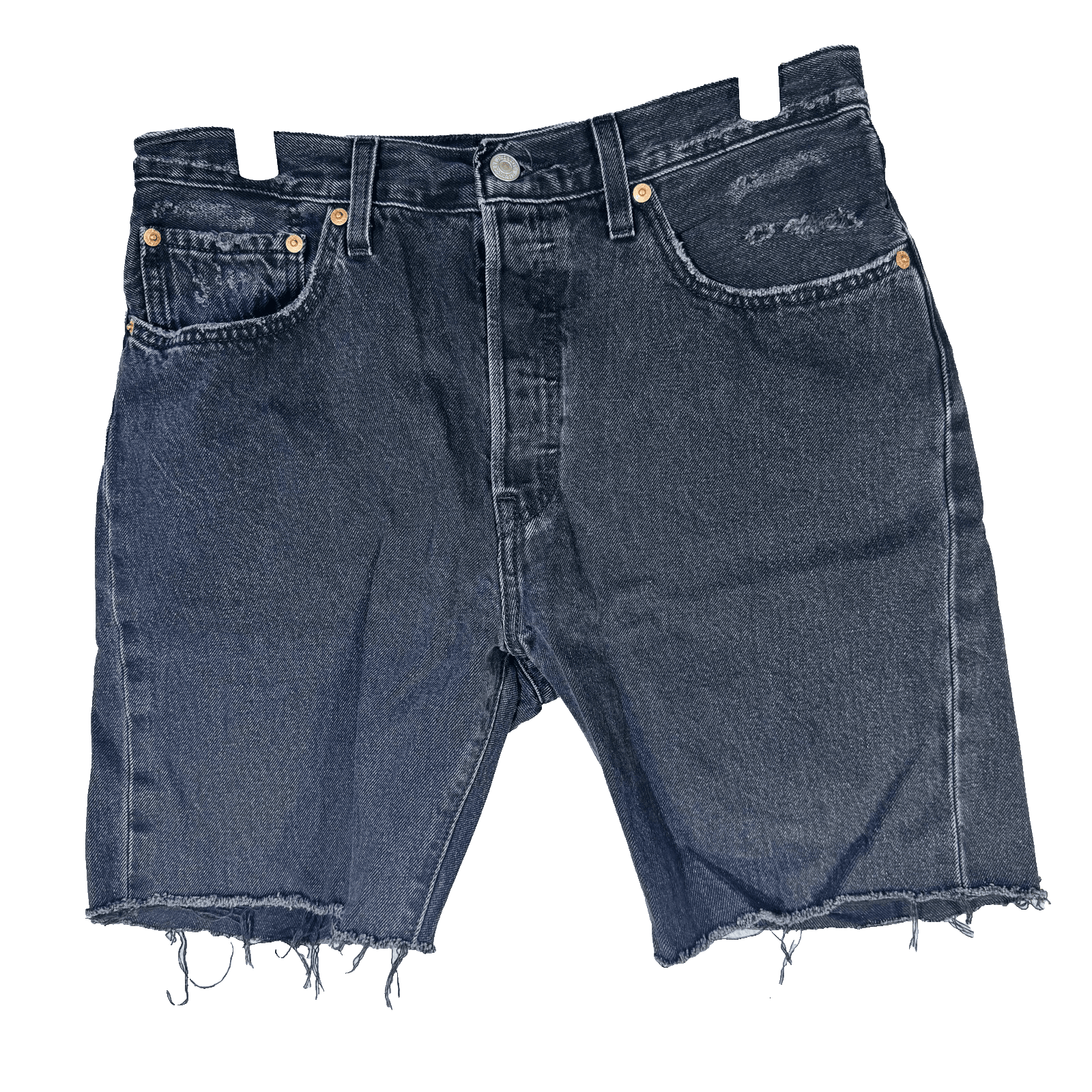 Levi's 501 Cutoff Denim Jean Shorts Mens W30 Button Fly Black Frayed Hem - Thumbnail 5