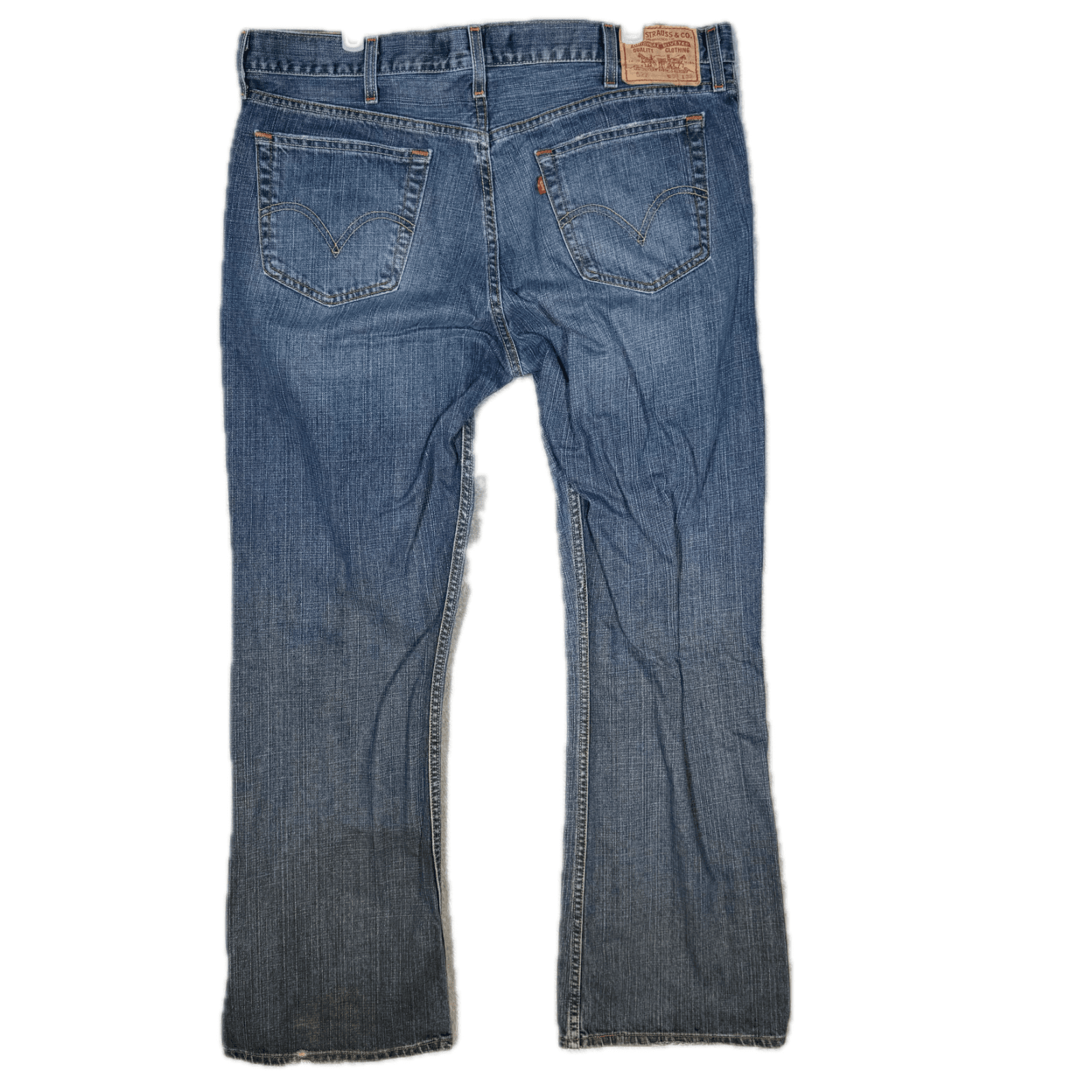 Levi’s 527 Jeans Mens 38x32 Blue Whsikered Boot Cut Mid Rise Denim Zip Fly - Thumbnail 2