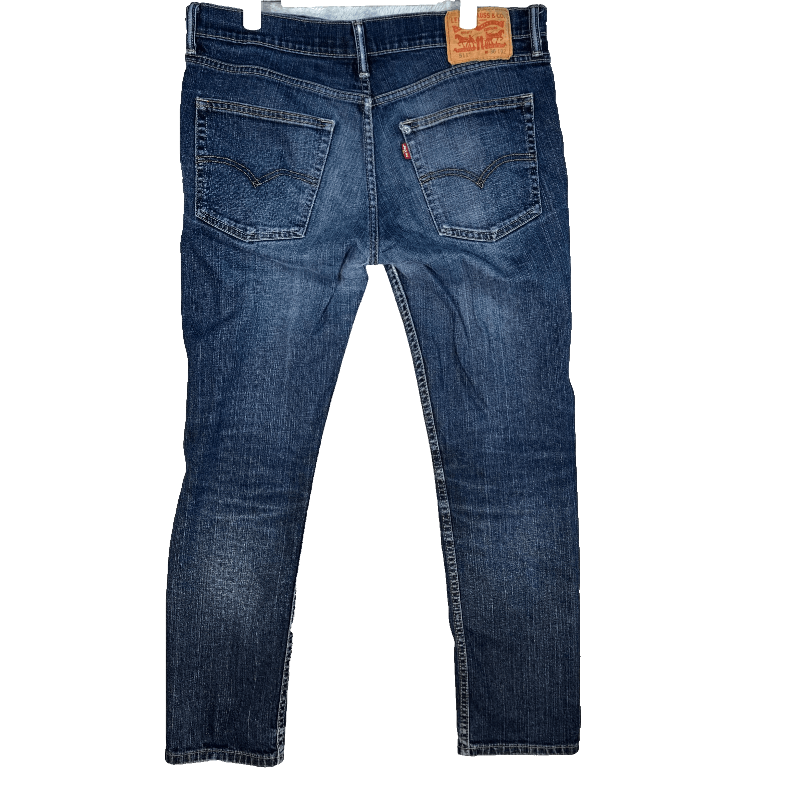 Levi's 511 Slim Jeans Mens 36x32 Blue Stretch Denim Mid Rise Modern Fit Zip Fly - Thumbnail 2
