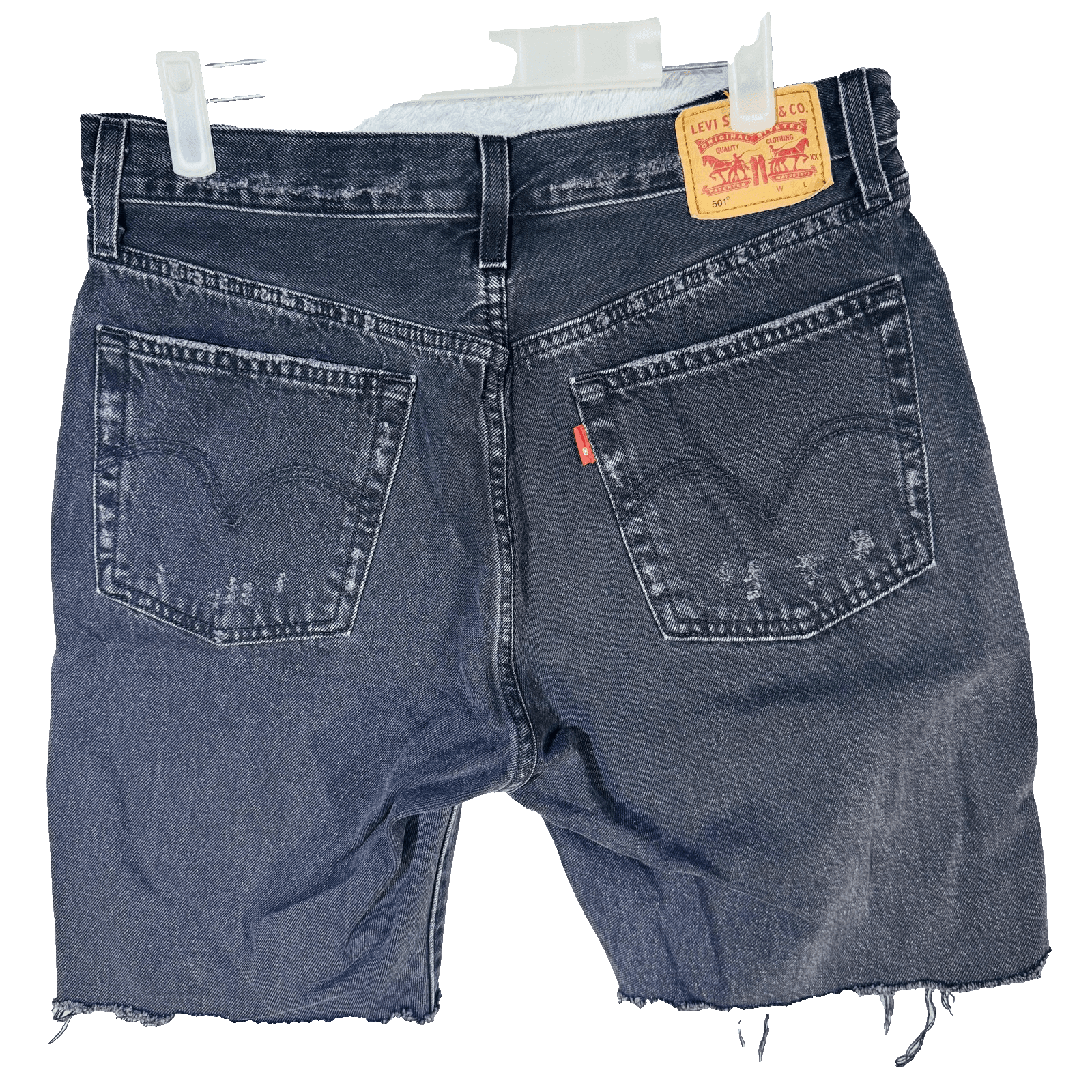 Levi's 501 Cutoff Denim Jean Shorts Mens W30 Button Fly Black Frayed Hem - Thumbnail 8