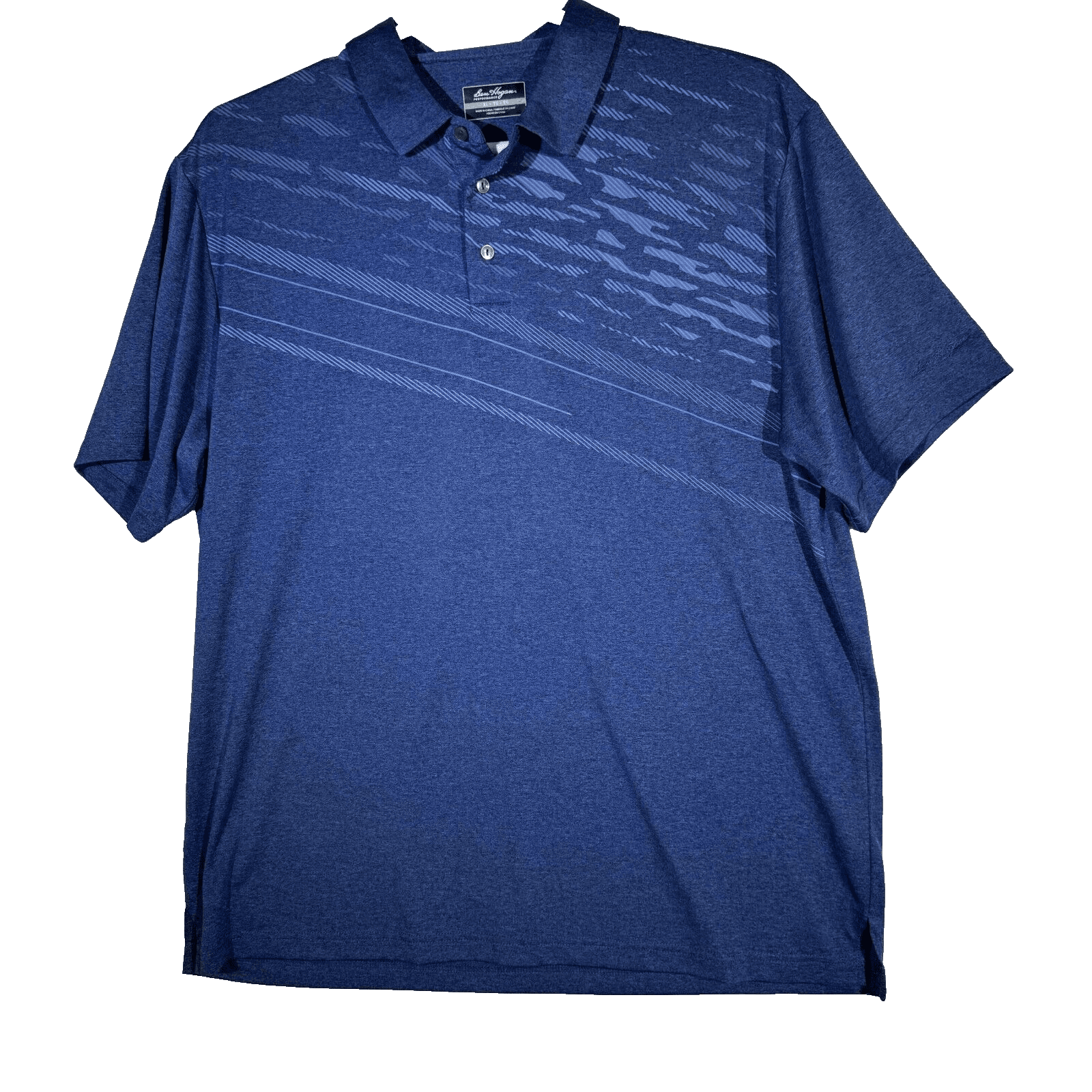 Ben Hogan Men’s Polo Shirt XL Blue Asymmetric Print Golf Performance - Image 1