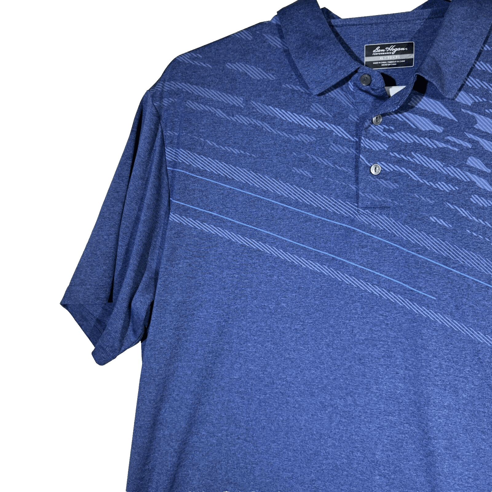 Ben Hogan Men’s Polo Shirt XL Blue Asymmetric Print Golf Performance - Thumbnail 4