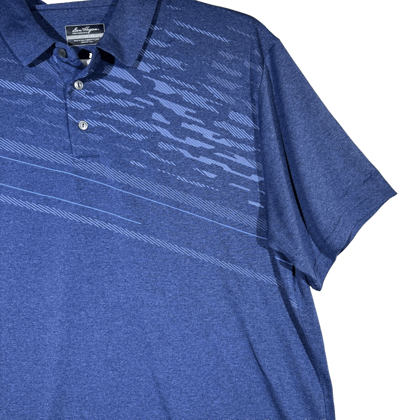 Ben Hogan Men’s Polo Shirt XL Blue Asymmetric Print Golf Performance - Thumbnail 6