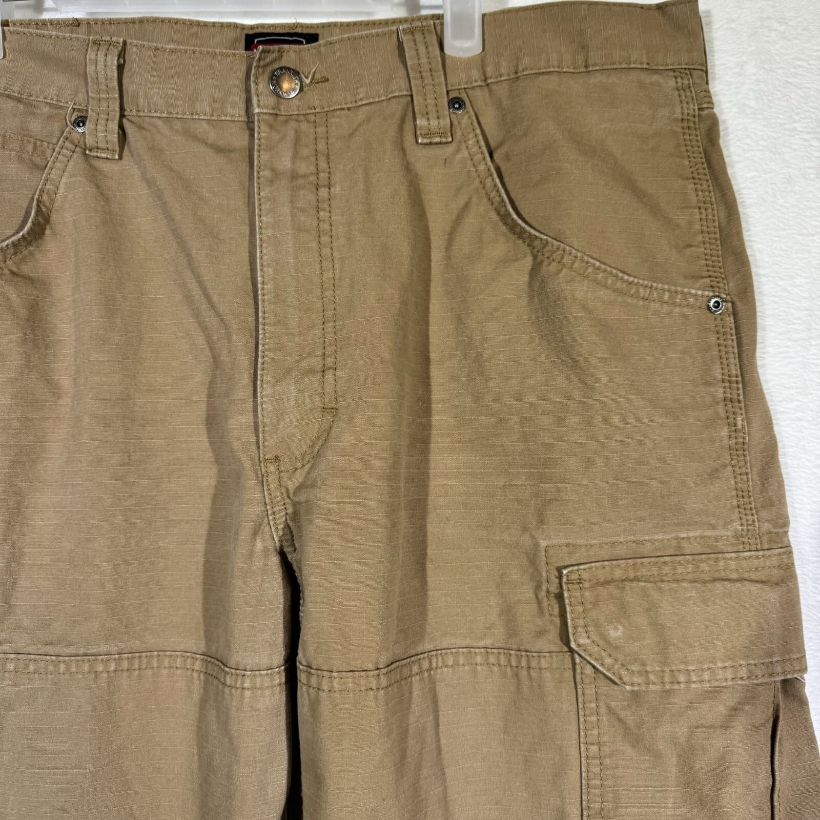 Wrangler RIGGS Workwear Cargo Pants Mens 36×32 Khaki Canvas High‑Rise Heavy Duty - Thumbnail 4