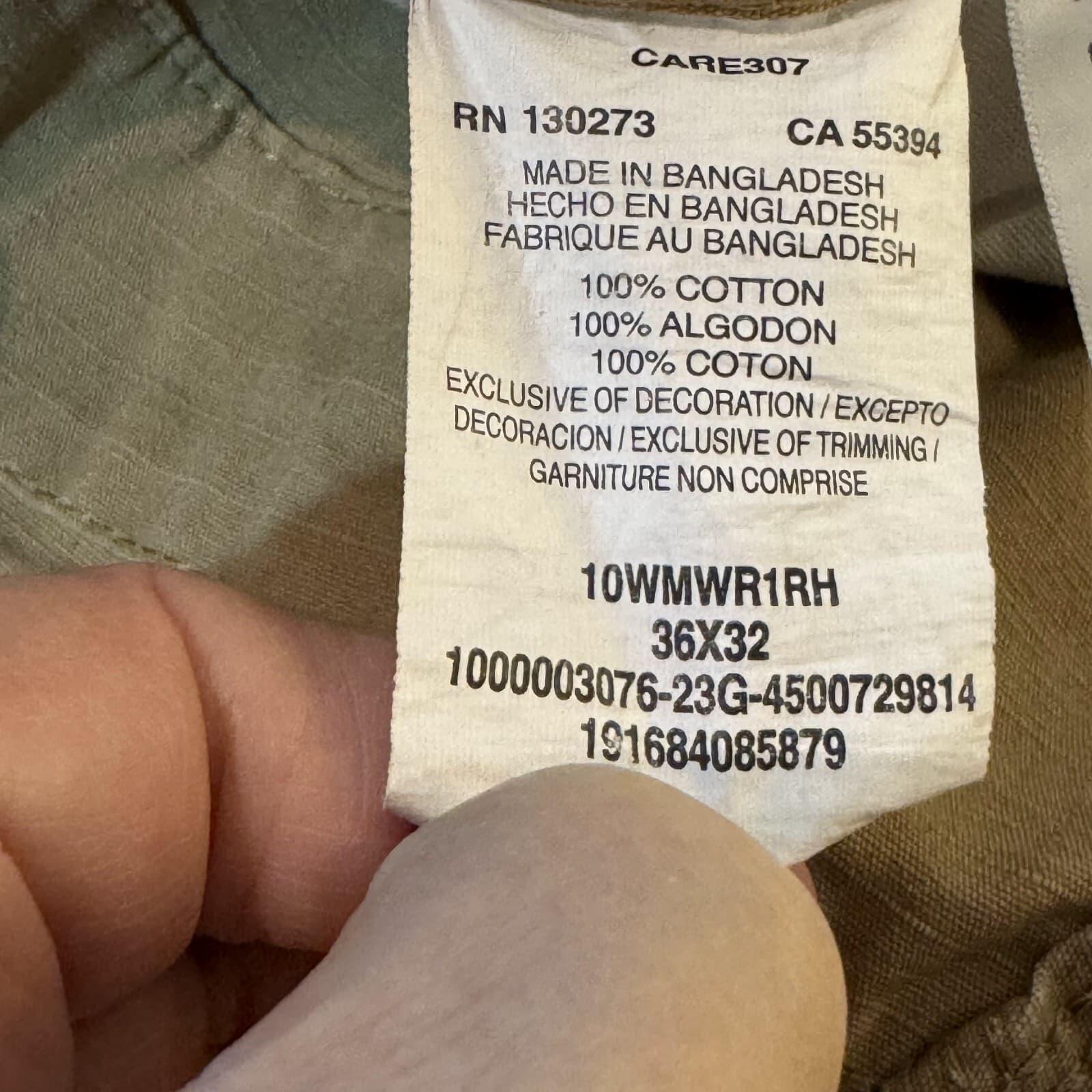 Wrangler RIGGS Workwear Cargo Pants Mens 36×32 Khaki Canvas High‑Rise Heavy Duty - Thumbnail 16