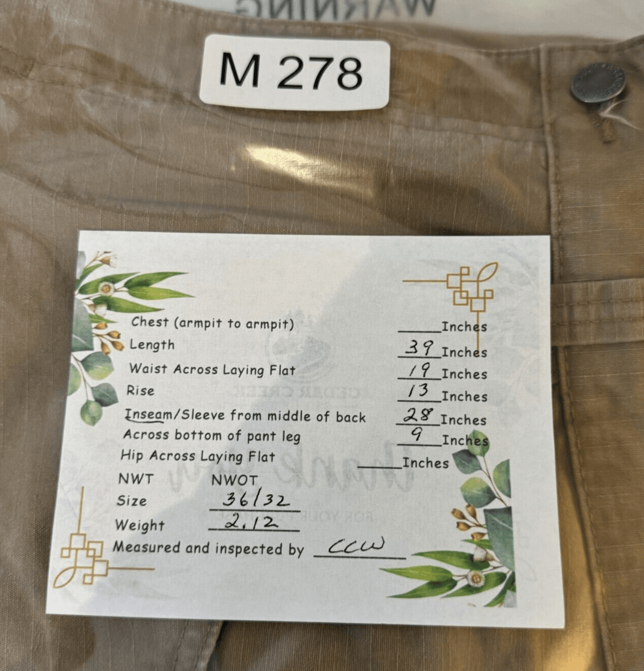 Wrangler RIGGS Workwear Cargo Pants Mens 36×32 Khaki Canvas High‑Rise Heavy Duty - Thumbnail 9