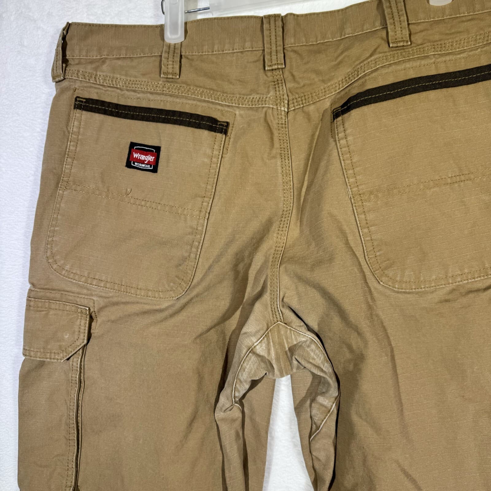 Wrangler RIGGS Workwear Cargo Pants Mens 36×32 Khaki Canvas High‑Rise Heavy Duty - Thumbnail 10