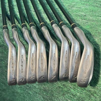 Vintage Cobra Gravity Back Optimum Inertia Irons 3-9 + 56° Sand Wedge Graphite - Image 1