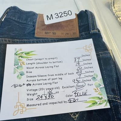Vintage Levis 501 Jeans Mens 29x30 Blue Dark Wash Straight Denim Button Fly 90s - Thumbnail 16
