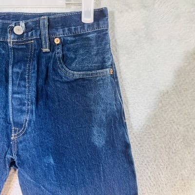 Vintage Levis 501 Jeans Mens 29x30 Blue Dark Wash Straight Denim Button Fly 90s - Thumbnail 3