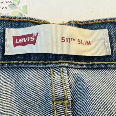 Levis 511 Jeans Mens 29x31 Blue Light Wash Slim Tapered Stretch Denim Mid Rise - Thumbnail 6
