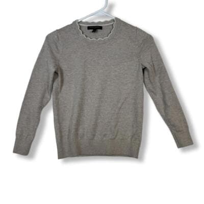 Banana Republic Petite Tan Scalloped-Neck Sweater, Size 0P Petite W 267 - Image 1