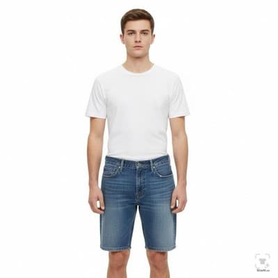 Levi's 514 Shorts Mens 34 Blue Bermuda Slim Straight 12 Inseam 5-Pocket - Thumbnail 4