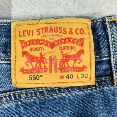 Levis 550 Jeans Mens 40x34 Blue Medium Wash Relaxed Tapered Denim Zip Fly - Thumbnail 7
