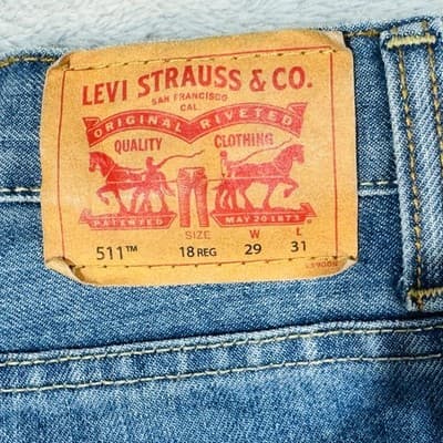 Levis 511 Jeans Mens 29x31 Blue Light Wash Slim Tapered Stretch Denim Mid Rise - Thumbnail 4