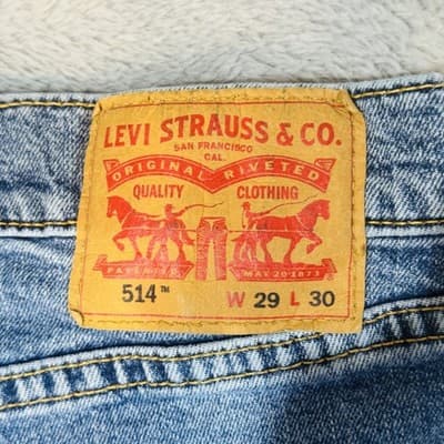 Levis 514 Shorts Mens 29 Blue Bermuda Distressed 11 Inseam 5-Pocket Zip Fly - Thumbnail 3