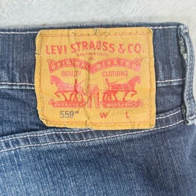 Levis 559 Jeans Mens 50x30 Blue Medium Wash Relaxed Straight Denim Zip Fly - Thumbnail 7